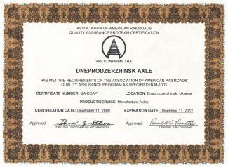 Certificate M-1003 (2009-2012)